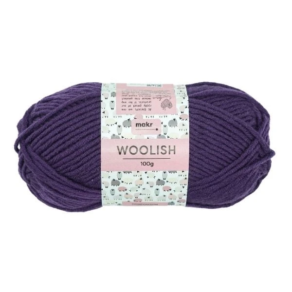 Makr Woolish Crochet & Knitting Yarn, Purple- 100g Acrylic Wool Yarn