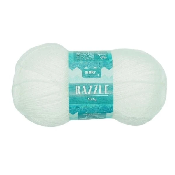 Makr Razzle Crochet & Knitting Yarn, White- 100g Acrylic Polyamide Yarn