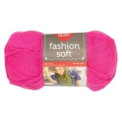 Red Heart Fashion Soft Crochet & Knitting Yarn, Bright Pink- 141g Acrylic Yarn
