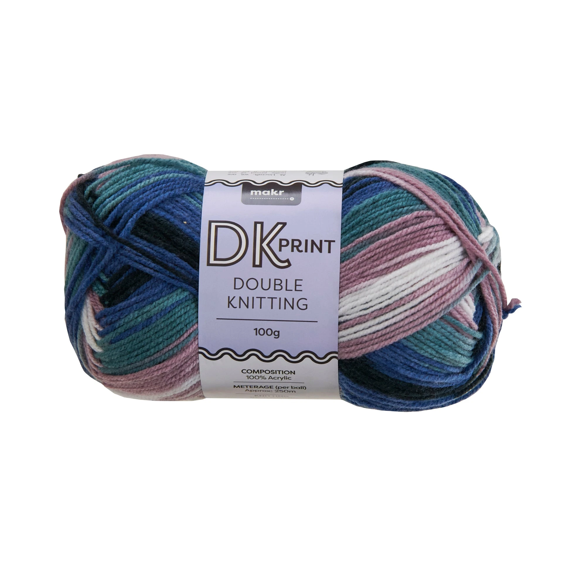 Makr Dk Print Crochet & Knitting Yarn, Multi Mauve Mix- 100g