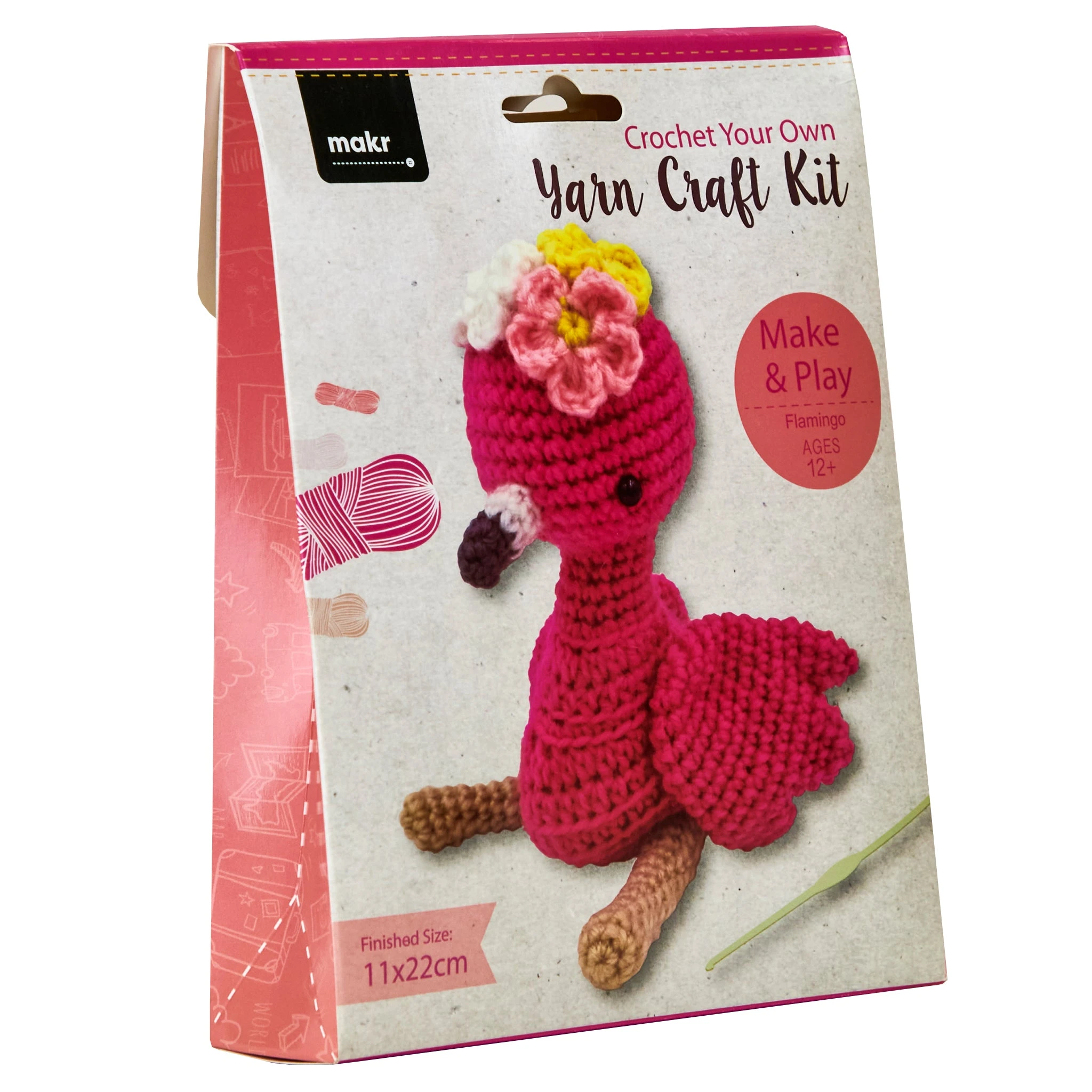 Makr DIY Crochet Animal Kit, Flamingo- 11x22cm