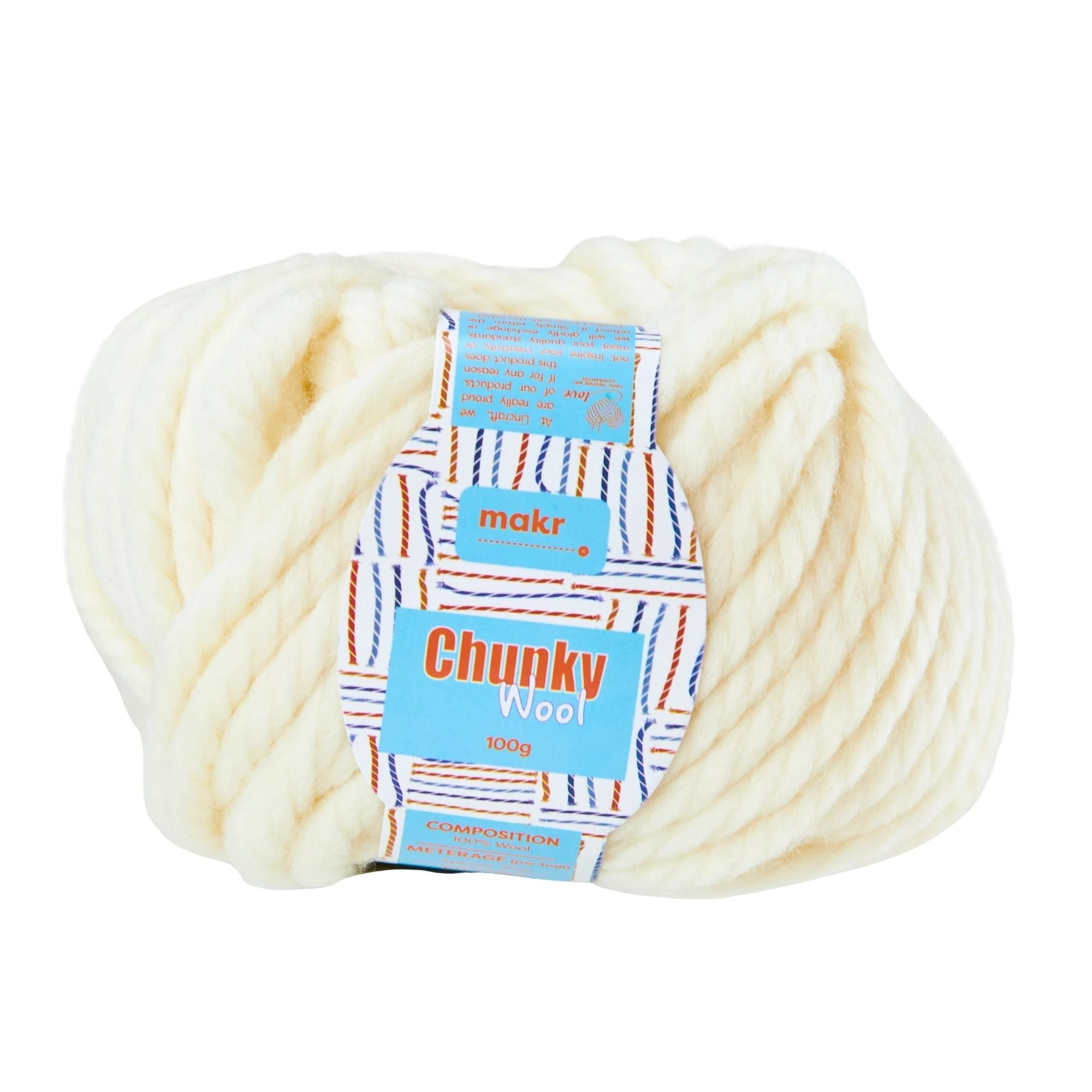 Makr Chunky Wool Crochet & Knitting Yarn, Sugar Swizzle- 100g