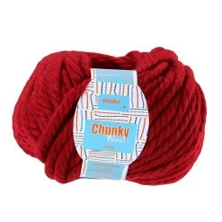 Makr Chunky Wool Crochet & Knitting Yarn, Red Dahlia- 100g