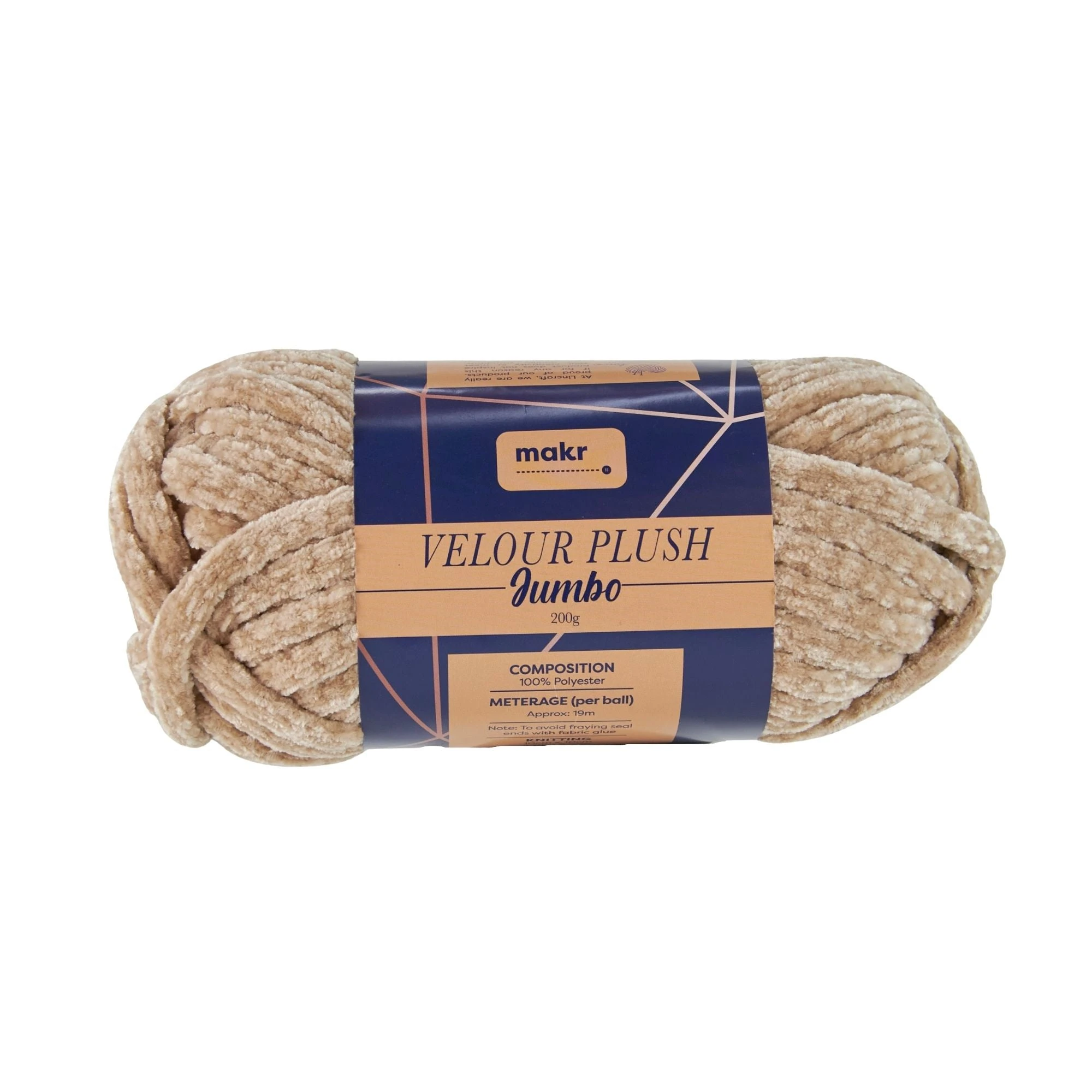Makr Velour Plush Jumbo Crochet & Knitting Yarn, Doeskin- 200g