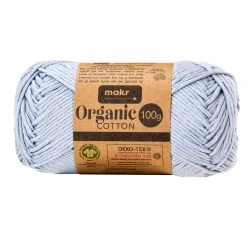 Makr Organic Cotton Crochet & Knitting Yarn, Silver- 100g Cotton Yarn