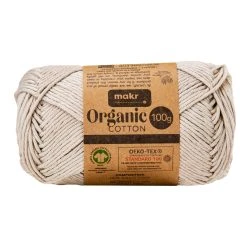 Makr Organic Cotton Crochet & Knitting Yarn, Natural- 100g Cotton Yarn
