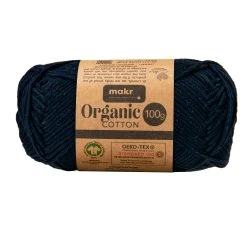 Makr Organic Cotton Crochet & Knitting Yarn, Black- 100g Cotton Yarn