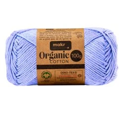 Makr Organic Cotton Crochet & Knitting Yarn, Periwinkle- 100g Cotton Yarn