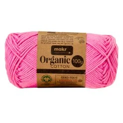 Makr Organic Cotton Crochet & Knitting Yarn, Pink- 100g Cotton Yarn