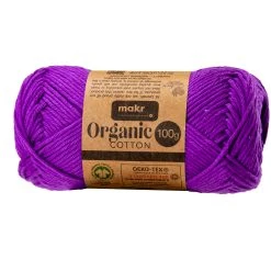 Makr Organic Cotton Crochet & Knitting Yarn, Lavender- 100g Cotton Yarn