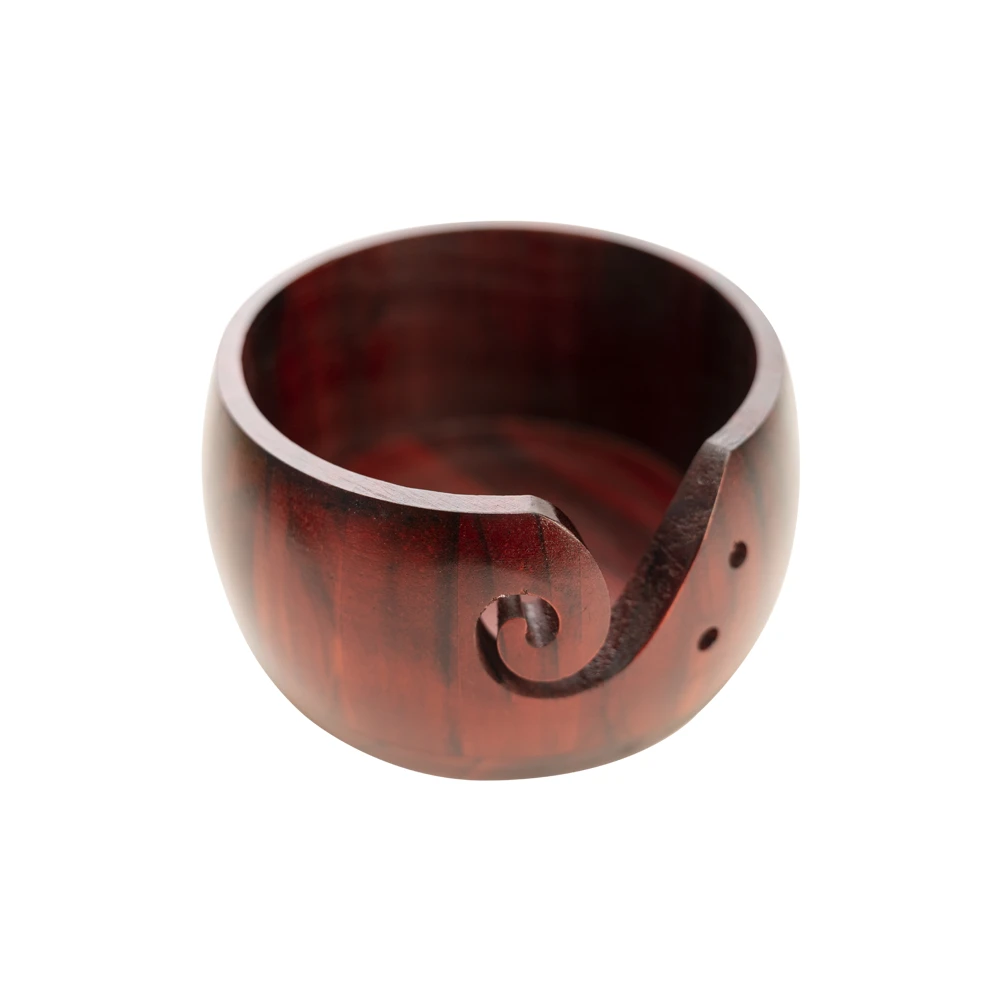 Makr Wooden Yarn Bowl, Burgundy - Image 2