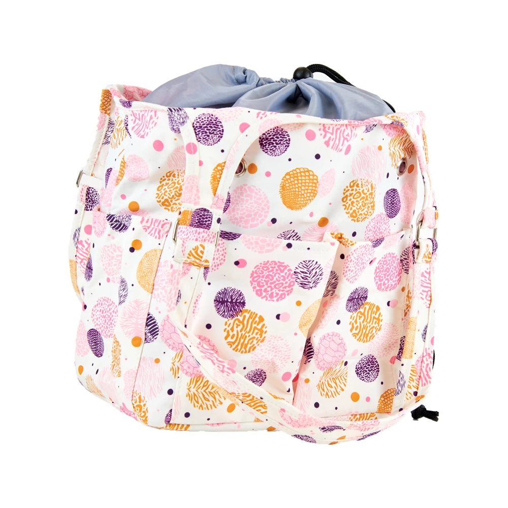 Mayd Knitting Storage Bag, Pink Circles- 6x17x27cm - Image 3