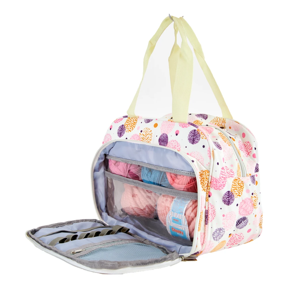 Mayd Knitting Storage Bag, Pink Circles- 20x28x22cm - Image 2