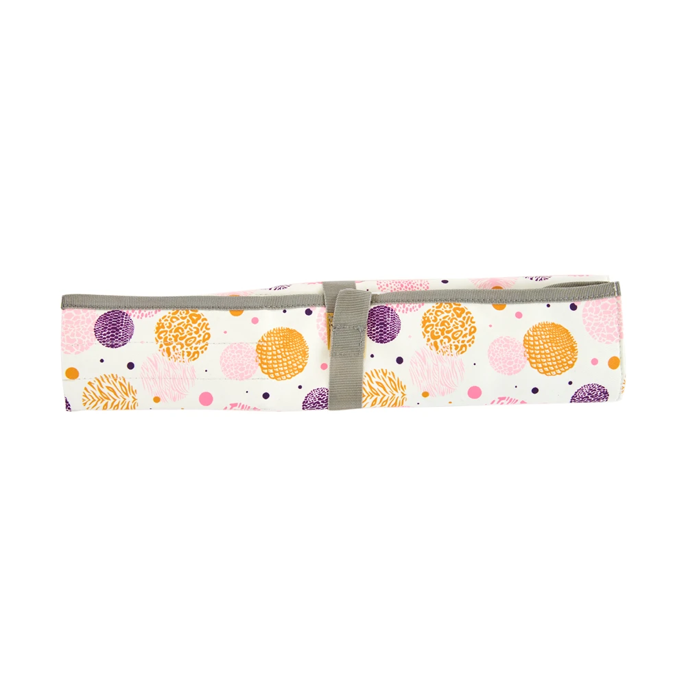 Mayd Knitting Needle/Accessories Wrap Bag, Pink Circles