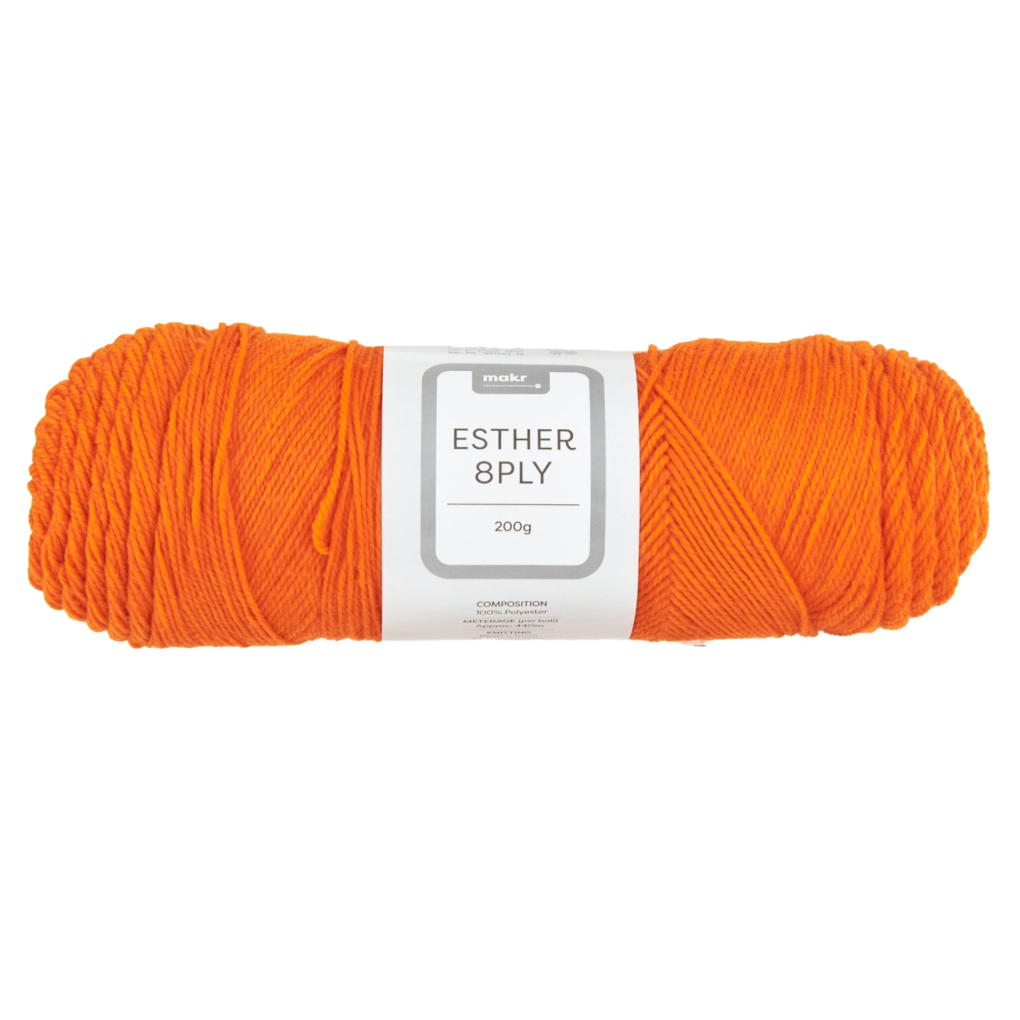 Makr Esther 8ply Crochet & Knitting Yarn, Orange Tiger- 200g Polyester Yarn