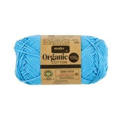 Makr Organic Cotton Crochet & Knitting Yarn, Ethereal Blue- 100g Cotton Yarn