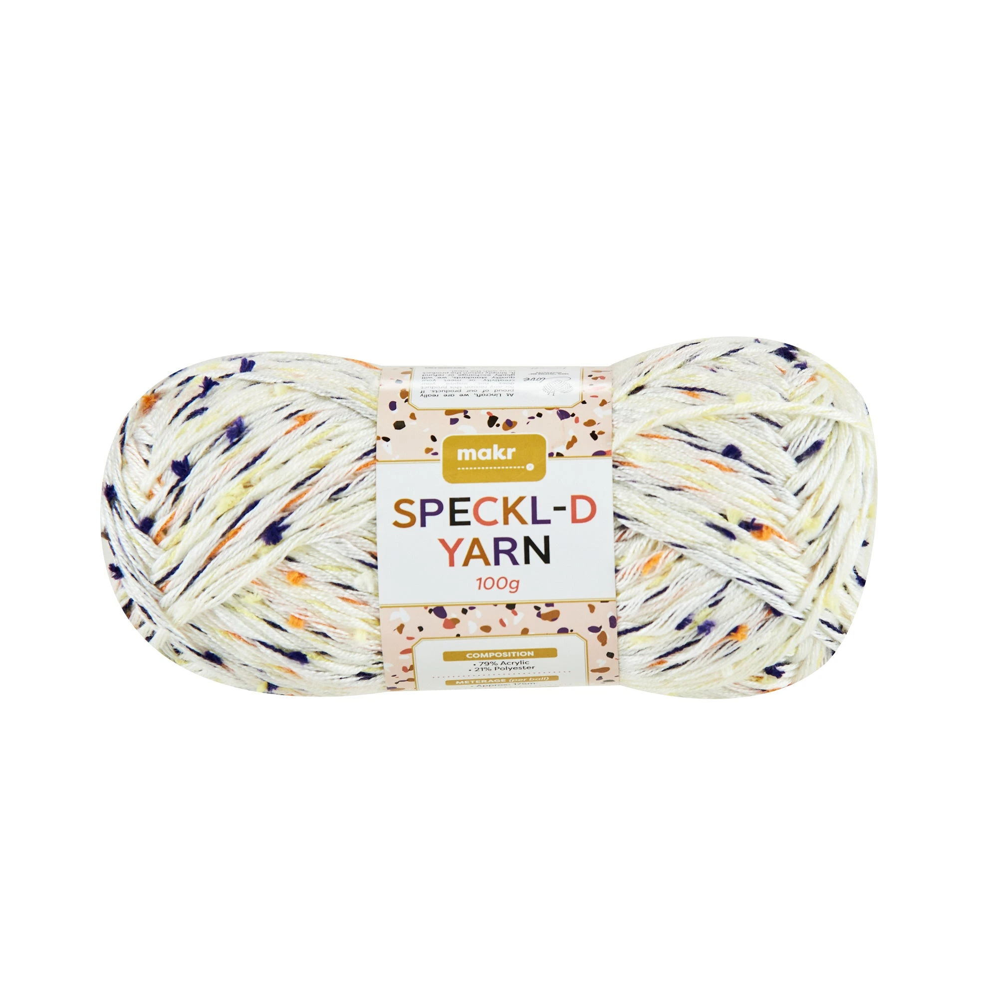 Makr Speckl-D Crochet & Knitting Yarn, Moonlight- 100g Acrylic Polyester Yarn