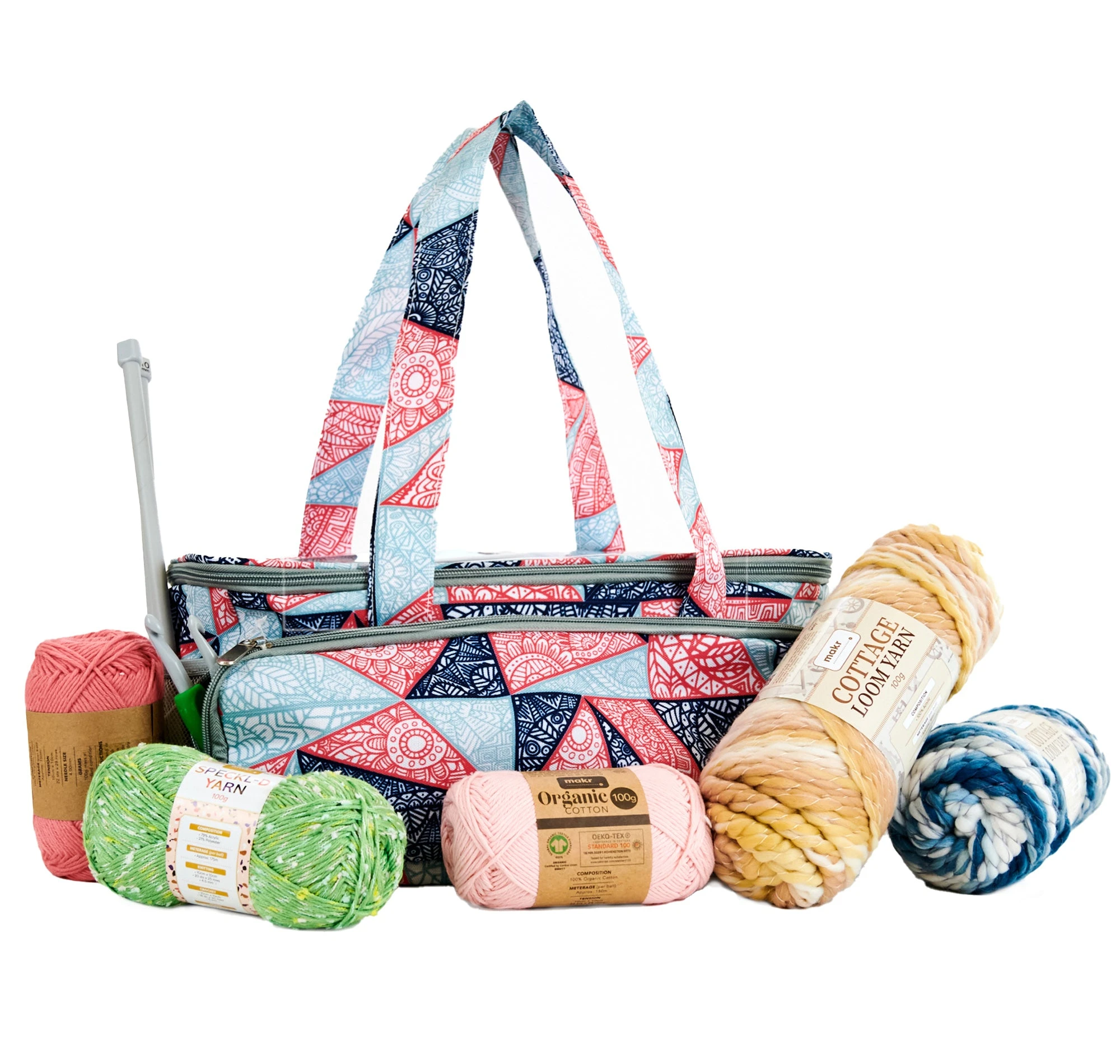 Makr Knitting Storage Bag Ultimate, Patch Work- 38x19x18cm - Image 3