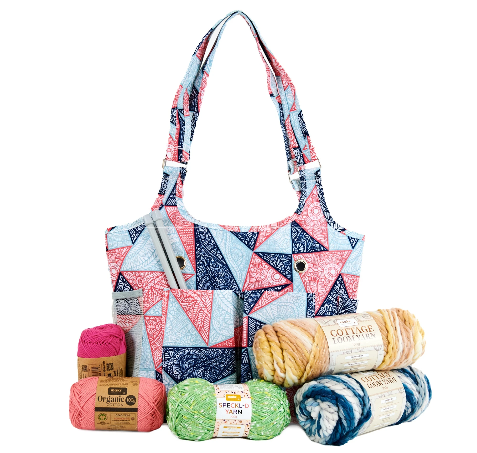 Makr Knitting Storage Bag Ultimate, Patch Work- 26x17x27cm - Image 4