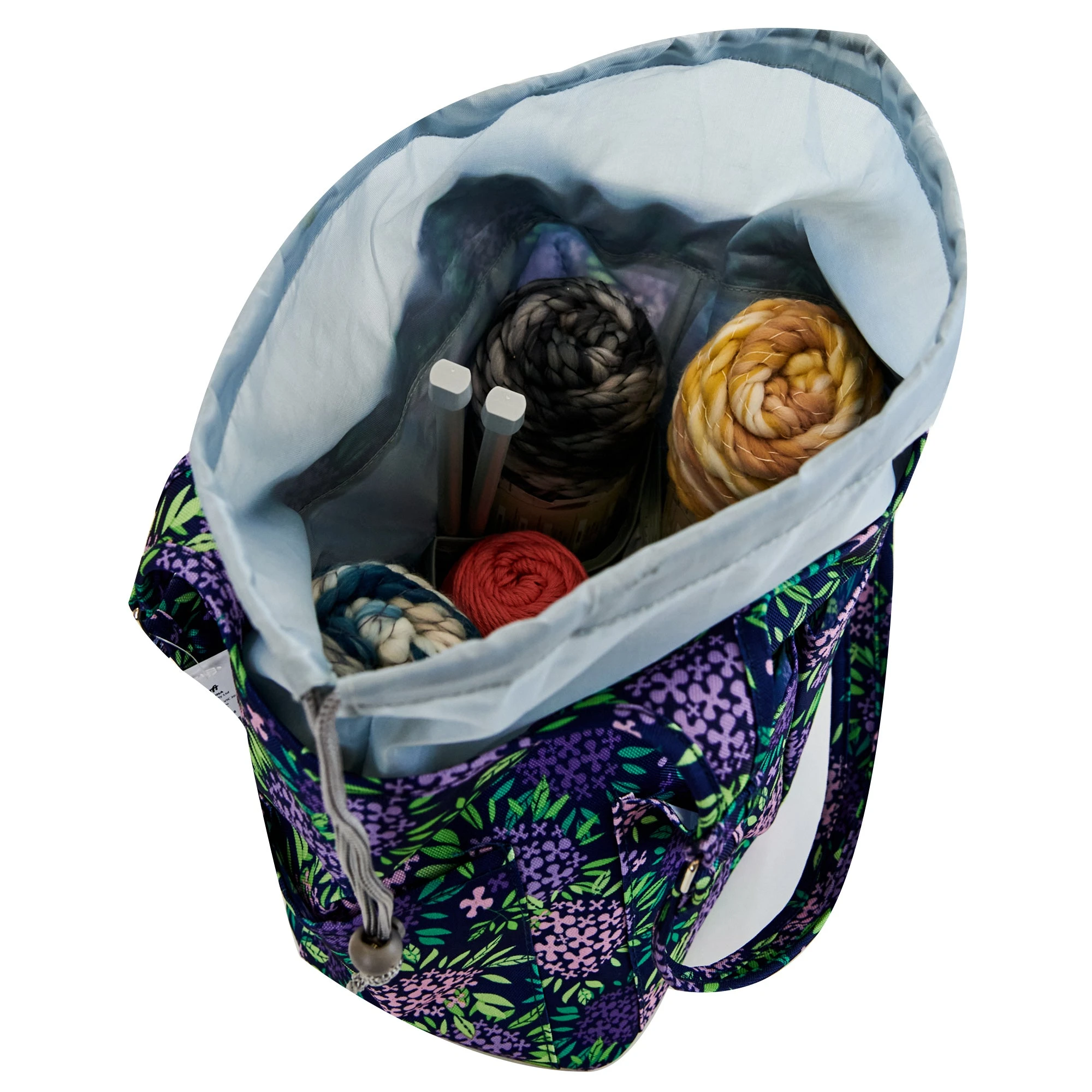 Makr Knitting Storage Bag Ultimate, Purple Floral- 26x17x27cm - Image 4