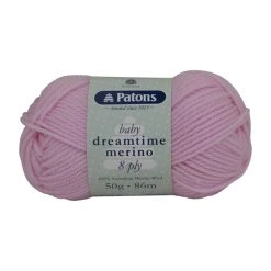 Patons Dreamtime Merino 8ply Crochet & Knitting Yarn, Sweet Pink- 50g Merino Wool Yarn