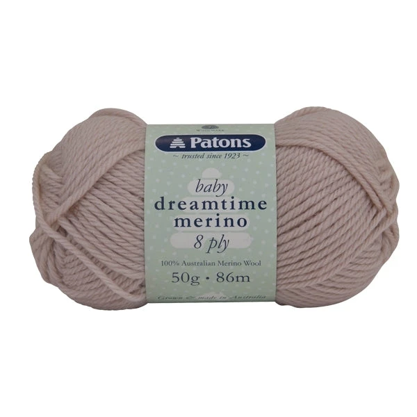 Patons Dreamtime Merino 8ply Crochet & Knitting Yarn, Natural- 50g Merino Wool Yarn