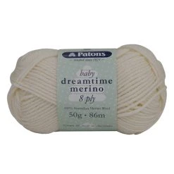Patons Dreamtime Merino 8ply Crochet & Knitting Yarn, Vanilla Custard- 50g Merino Wool Yarn