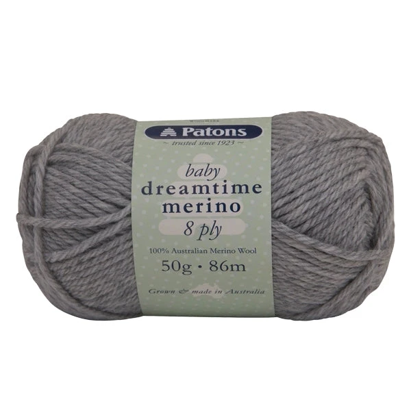 Patons Dreamtime Merino 8ply Crochet & Knitting Yarn, Silver- 50g Merino Wool Yarn