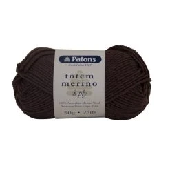 Patons Totem Merino 8ply Crochet & Knitting Yarn, Brown- 50g Merino Wool Yarn