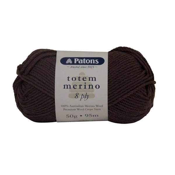 Patons Totem Merino 8ply Crochet & Knitting Yarn, Brown- 50g Merino Wool Yarn