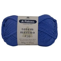 Patons Totem Merino 8ply Crochet & Knitting Yarn, Cerulean- 50g Merino Wool Yarn
