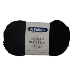 Patons Totem Merino 8ply Crochet & Knitting Yarn, Raven- 50g Merino Wool Yarn