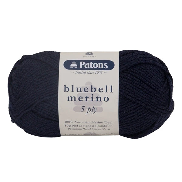 Patons Bluebell Merino 5ply Crochet & Knitting Yarn, Dark Navy- 50g Merino Wool Yarn