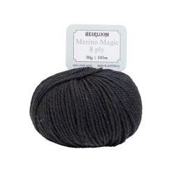 Heirloom Merino Magic 8ply Crochet & Knitting Yarn, Raven- 50g Wool Yarn