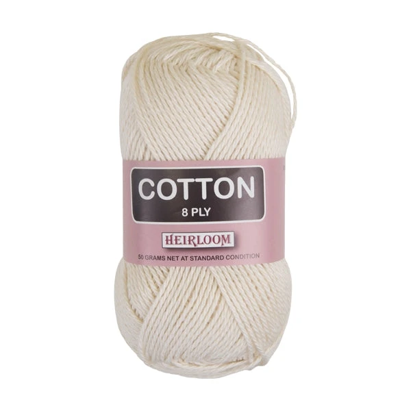 Heirloom 8ply Crochet & Knitting Yarn, Parchment- 50g Cotton Yarn