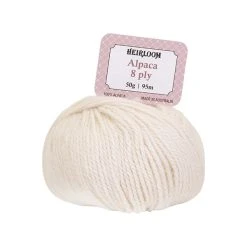 Heirloom 8ply Crochet & Knitting Yarn, Natural Cream- 50g Alpaca Yarn