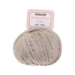 Heirloom Merino Fleck 8ply Crochet & Knitting Yarn, Linen Fleck- 50g Wool Yarn