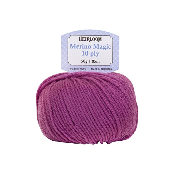 Heirloom Merino Magic 10ply Crochet & Knitting Yarn, Soft Plum- 50g Wool Yarn