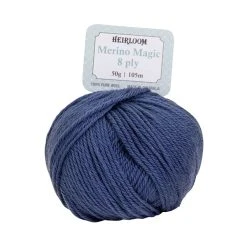 Heirloom Merino Magic 8ply Crochet & Knitting Yarn, Denim- 50g Wool Yarn
