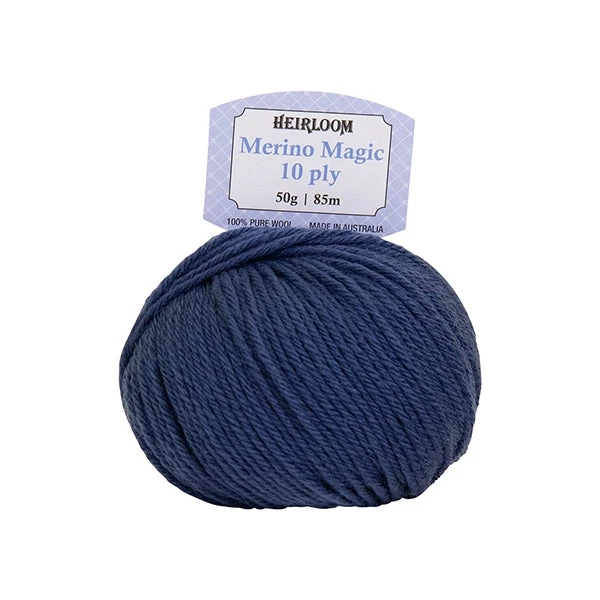 Heirloom Merino Magic 10ply Crochet & Knitting Yarn, Denim- 50g Wool Yarn