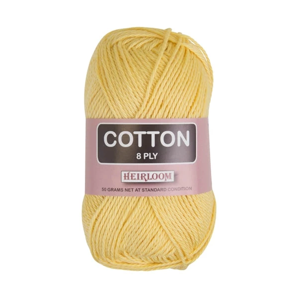Heirloom 8ply Crochet & Knitting Yarn, Daffodil- 50g Cotton Yarn
