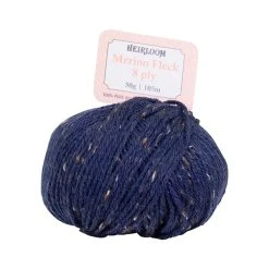 Heirloom Merino Fleck 8ply Crochet & Knitting Yarn, Navy Fleck- 50g Wool Yarn