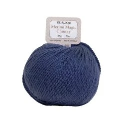 Heirloom Merino Magic Chunky 16ply Crochet & Knitting Yarn, Bluedenim- 125g Wool Yarn