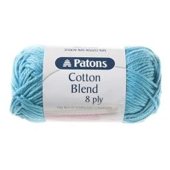 Patons Cotton Blend 8ply Crochet & Knitting Yarn, Aqua- 50g Cotton Acrylic Yarn