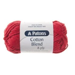 Patons Cotton Blend 8ply Crochet & Knitting Yarn, Bright Red- 50g Cotton Acrylic Yarn