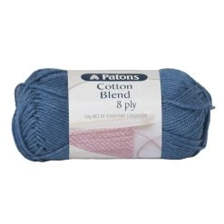 Patons Cotton Blend 8ply Crochet & Knitting Yarn, Denim- 50g Cotton Acrylic Yarn