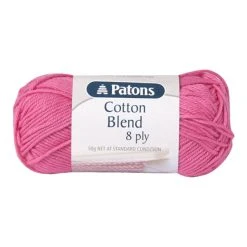 Patons Cotton Blend 8ply Crochet & Knitting Yarn, Flamingo- 50g Cotton Acrylic Yarn