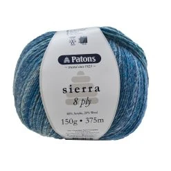 Patons Sierra Crochet & Knitting Yarn 8 Ply, Niagara- 150g Acrylic Wool Yarn Blend Yarn