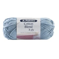 Patons Cotton Blend 8ply Crochet & Knitting Yarn, Cloud- 50g Cotton Acrylic Yarn