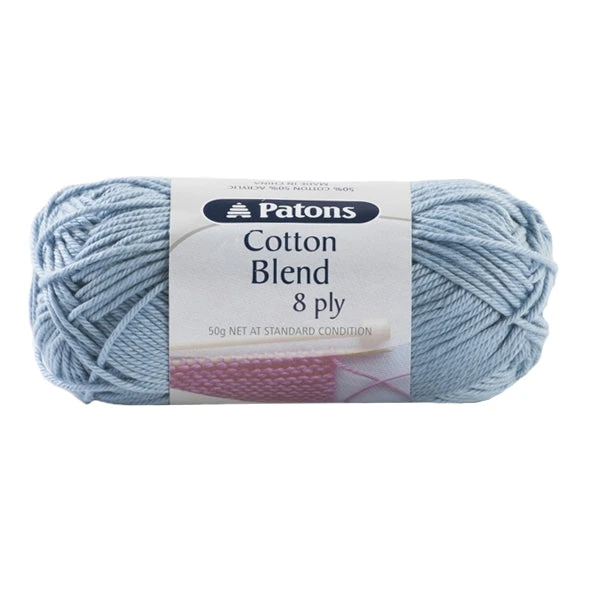 Patons Cotton Blend 8ply Crochet & Knitting Yarn, Cloud- 50g Cotton Acrylic Yarn